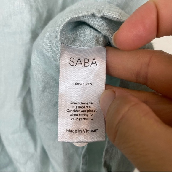 SABA Men Linen Classic Fit Button Up Short Sleeve Shirt Large - Picture 4 of 5